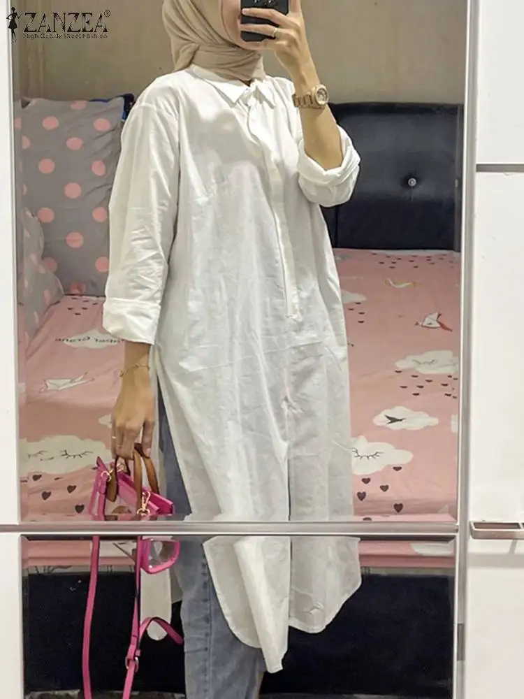 2023 ZANZEA Women Lapel Neck Long Sleeve Muslim Blouse Autumn Elegant Solid Long Tops Fashion Casual Work Shirt Islamic Clothing
2023 ZANZEA Women Lapel Neck Long Sleeve Muslim Blouse Autumn Elegant Solid Long Tops Fashion Casual Work Shirt Islamic Clothing