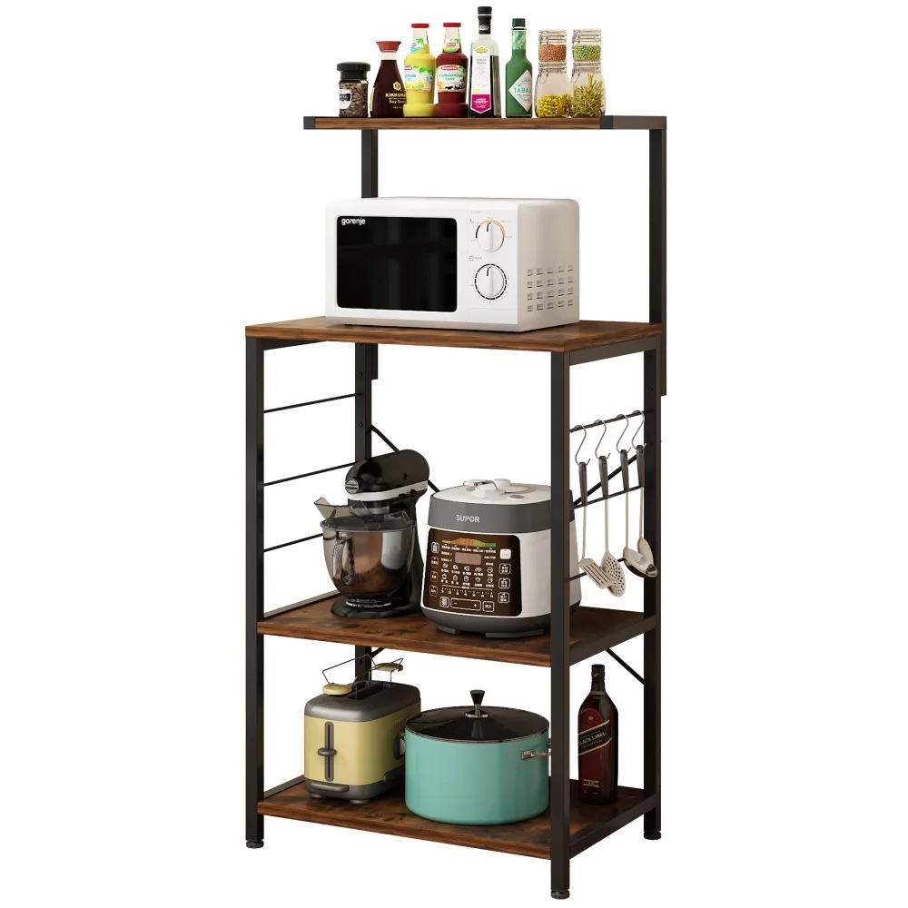 4-Tier Heavy-Duty Metal Kitchen Baker's Rack with Rolling Wheels, Adjustable Shelves & Microwave Cart Stand
4-Tier Heavy-Duty Metal Kitchen Baker's Rack with Rolling Wheels, Adjustable Shelves & Microwave Cart Stand