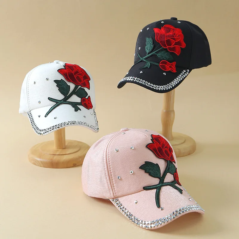 Fashion Rose Baseball Cap with Rhinestone Ball, Summer Outdoor Sun Protection Hat, Trendy Visor Cap for Women
Fashion Rose Baseball Cap with Rhinestone Ball, Summer Outdoor Sun Protection Hat, Trendy Visor Cap for Women