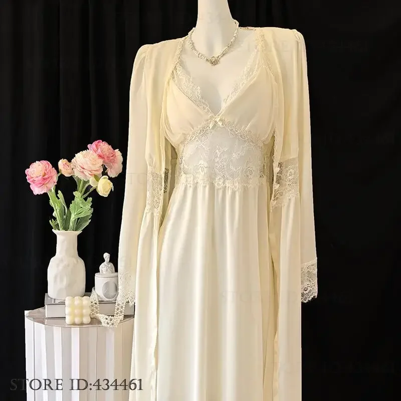 Женский длинный комплект-двойной халат, ночная рубашка, сексуальная лоскутная кружевная ночная рубашка, интимное белье, весна-лето, новая одежда для сна, домашняя одежда 
Женский длинный комплект-двойной халат, ночная рубашка, сексуальная лоскутная кружевная ночная рубашка, интимное белье, весна-лето, новая одежда для сна, домашняя одежда