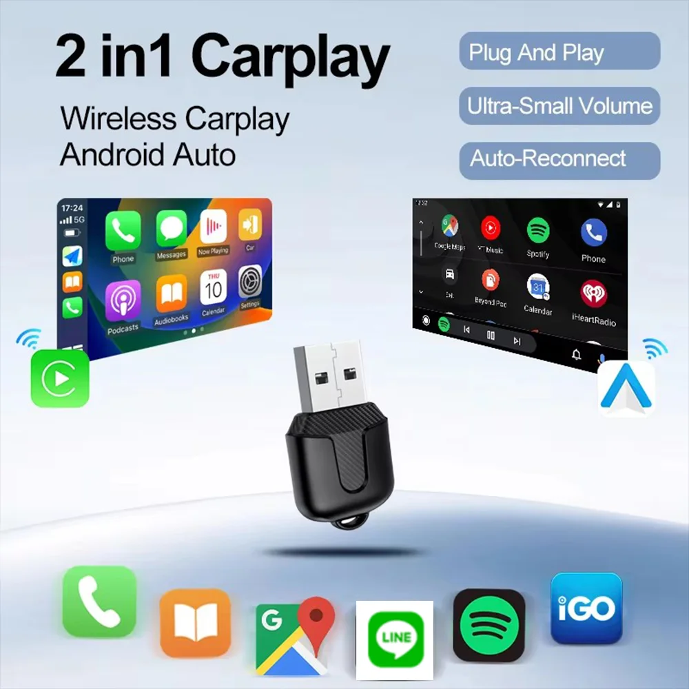 New 2in1 Wired To Wireless CarPlay & Android Auto Adapter Mini USB Ai Box For Volkswagen Renault Peugeot Bmw Car Accessories BT
New 2in1 Wired To Wireless CarPlay & Android Auto Adapter Mini USB Ai Box For Volkswagen Renault Peugeot Bmw Car Accessories BT