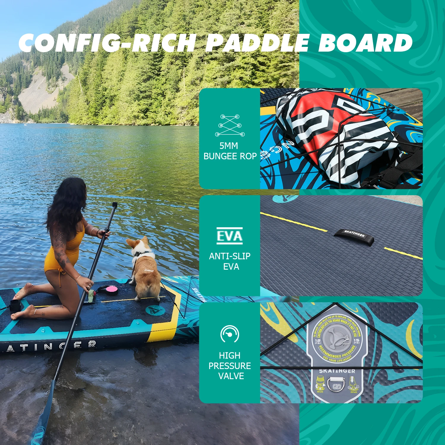 SKATINGER 11'6''x35''x6'' Inflatable Paddle Board for Adults Waterproof Standing Style SUP Board with Accessories for Aquatic
SKATINGER 11'6''x35''x6'' Inflatable Paddle Board for Adults Waterproof Standing Style SUP Board with Accessories for Aquatic