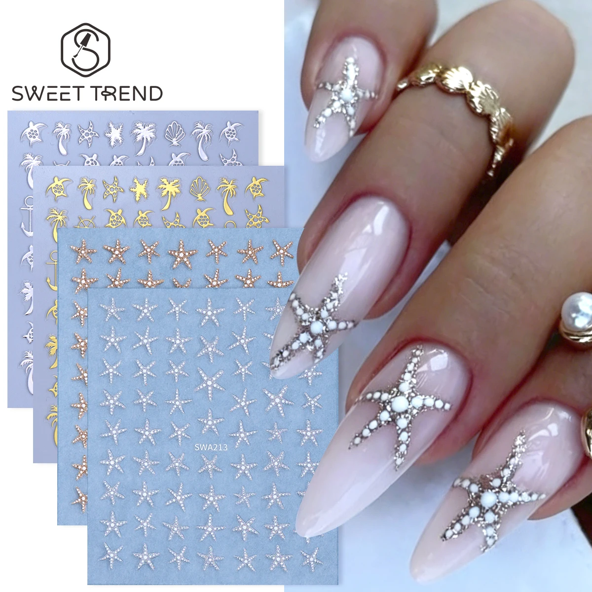 4pcs Bronzing Marine Life Nail Stickers Gold Silver Glitter Starfish Design Sliders Metal Sea Turtle Summer Decals Manicure Tips
4pcs Bronzing Marine Life Nail Stickers Gold Silver Glitter Starfish Design Sliders Metal Sea Turtle Summer Decals Manicure Tips