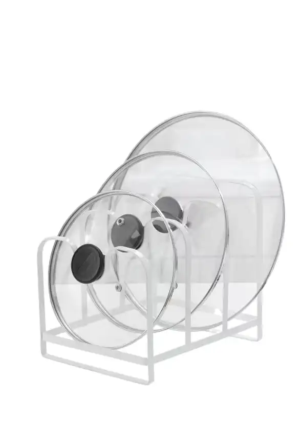 Metal Pot Lid Organizer Rack, U-Shape Pan Lid Holder for Kitchen Cabinet, Countertop or Pantry Storage, White
Metal Pot Lid Organizer Rack, U-Shape Pan Lid Holder for Kitchen Cabinet, Countertop or Pantry Storage, White