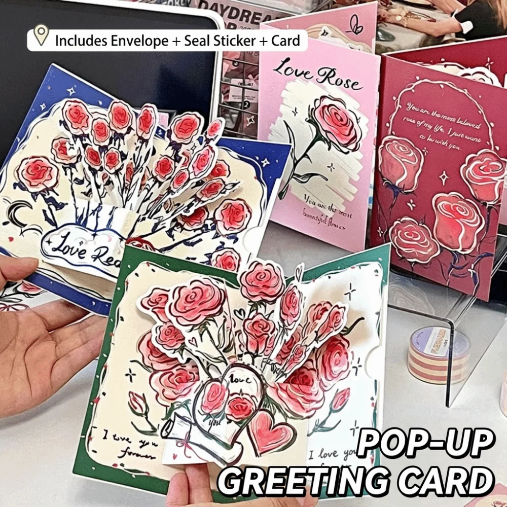 Surprised 3D Greeting Card Rose with Envelope Thank You Cards Pop Up Love Valentine's Day Card Wife Girlfriend Gift
Surprised 3D Greeting Card Rose with Envelope Thank You Cards Pop Up Love Valentine's Day Card Wife Girlfriend Gift