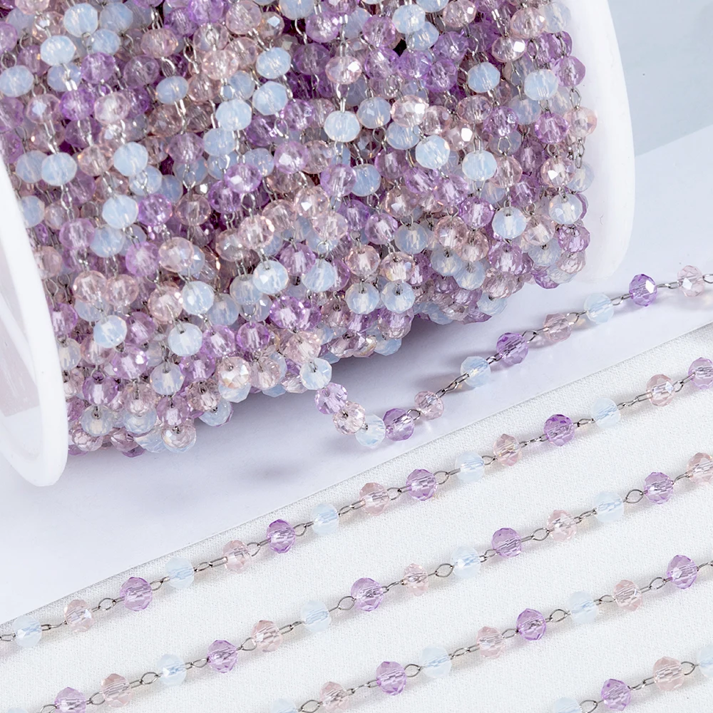 2Meters 1Meter 3mm Crystal Stone Stainless Steel Chain Purple Beaded Chains for Necklace Bracelet Jewelry Making DIY Accessories
2Meters 1Meter 3mm Crystal Stone Stainless Steel Chain Purple Beaded Chains for Necklace Bracelet Jewelry Making DIY Accessories