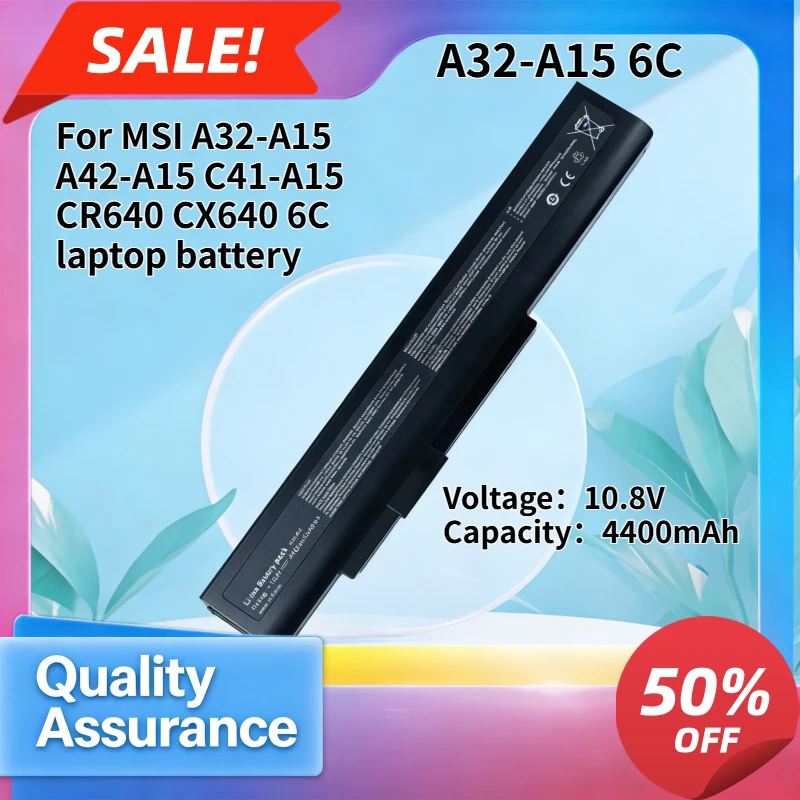 A32-A15 6C 4400mAh High quality Compatible with MSI MSI A32-A15 A42-A15 C41-A15 CR640 CX640 6C laptop battery
A32-A15 6C 4400mAh High quality Compatible with MSI MSI A32-A15 A42-A15 C41-A15 CR640 CX640 6C laptop battery
