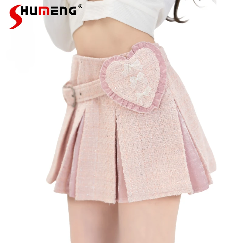 New Japanese Style Soft Girl Short Skirt Love Tweed High Waist Pleated Mini Skirt Women's Clothing Sweet Cute Harajuku Skirts
New Japanese Style Soft Girl Short Skirt Love Tweed High Waist Pleated Mini Skirt Women's Clothing Sweet Cute Harajuku Skirts