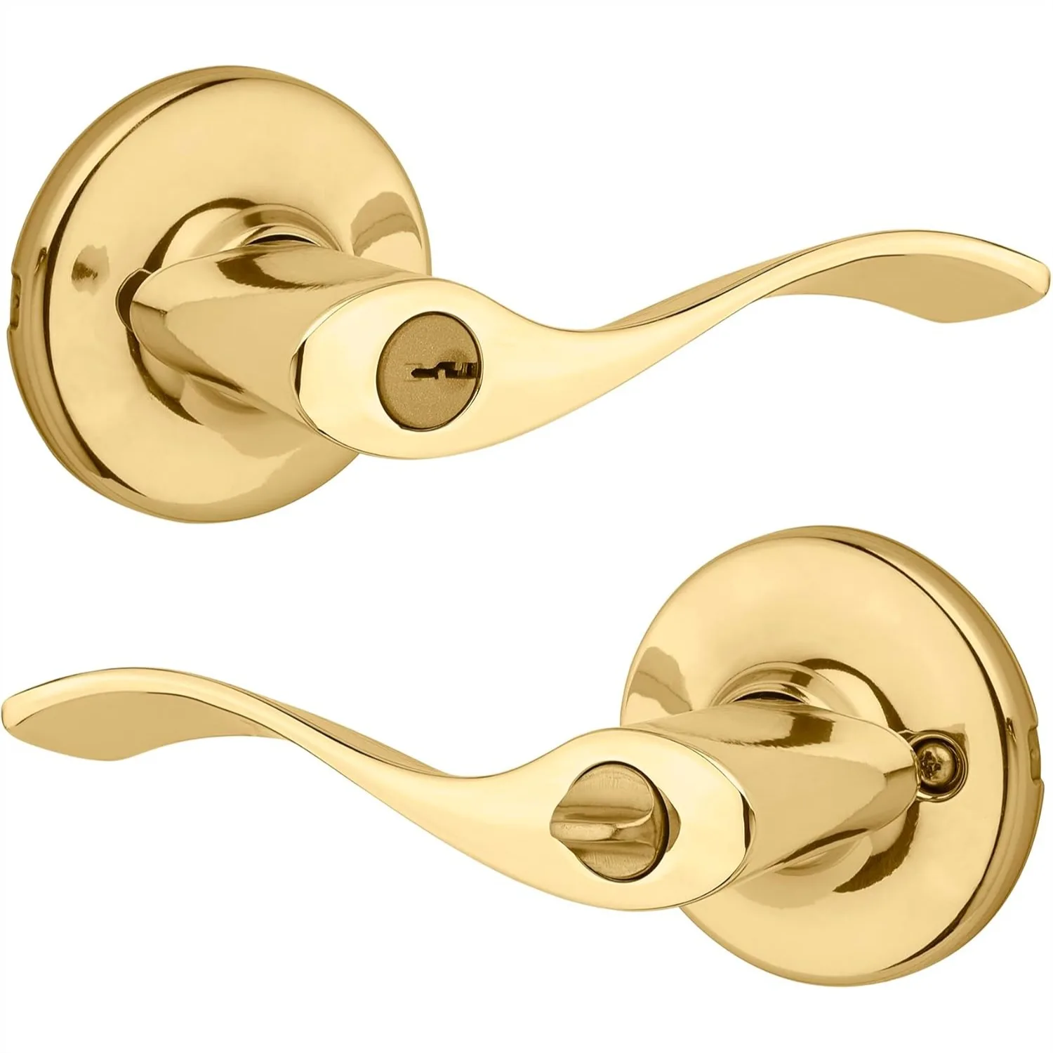Entry Door Handle with Lock and Key, Reversible Lever for Front Entrance and Bedrooms, Polished Brass, Pick Resistant Rekey
Entry Door Handle with Lock and Key, Reversible Lever for Front Entrance and Bedrooms, Polished Brass, Pick Resistant Rekey