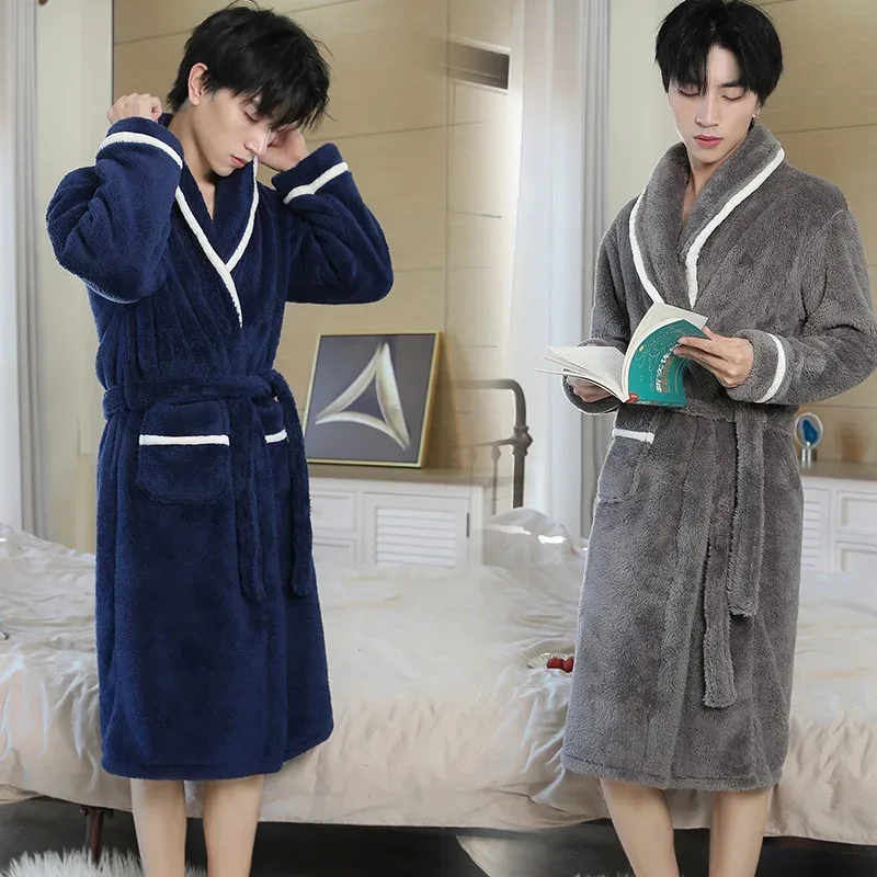 Coral Fleece Men Kimono Bathrobe Gown Loungewear Winter Warm Robe Sleepwear Nightgown Casual Nightwear Home Outfits d'4o
Coral Fleece Men Kimono Bathrobe Gown Loungewear Winter Warm Robe Sleepwear Nightgown Casual Nightwear Home Outfits d'4o