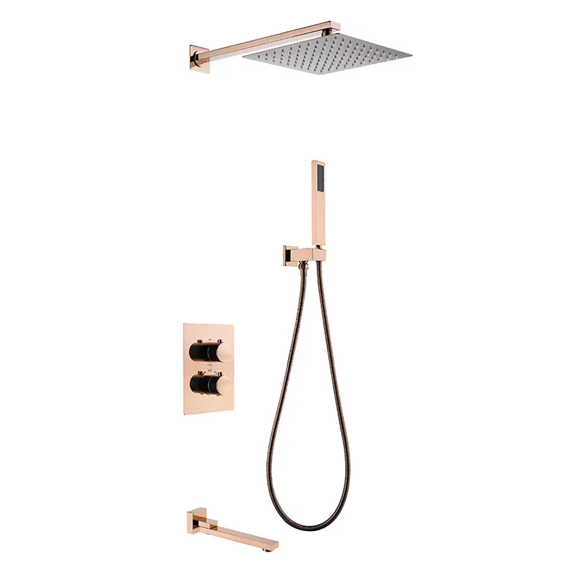 Thermostatic Bathroom Shower Faucet In Wall Brushed Gold Bath and Shower Faucet Set Rose Gold Bath and Rainfall Shower
Thermostatic Bathroom Shower Faucet In Wall Brushed Gold Bath and Shower Faucet Set Rose Gold Bath and Rainfall Shower