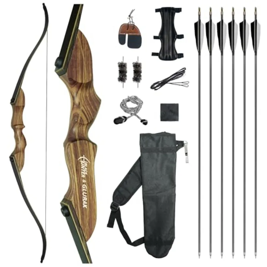 Target practice and hunting recurve bow set: 60'' wooden takedown bow, right-hand, 25-50 lbs, black finish, durable constructio
Target practice and hunting recurve bow set: 60'' wooden takedown bow, right-hand, 25-50 lbs, black finish, durable constructio