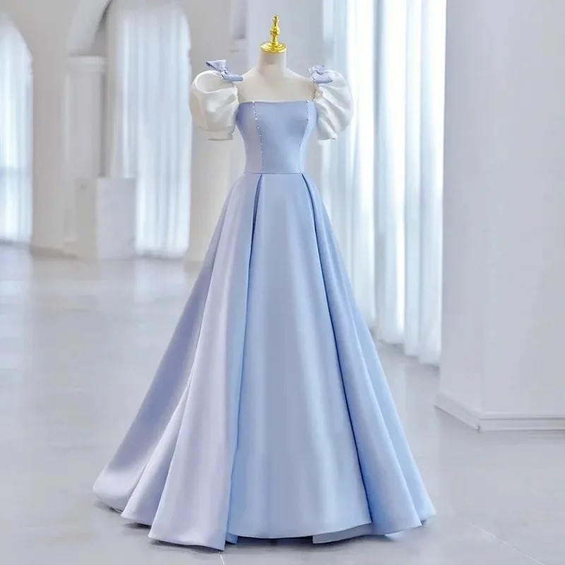 French Bow Applique Square Collar Puff Sleeve Back Bandage A-Line Evening Dresses Women Formal Party Gown Vestidos
French Bow Applique Square Collar Puff Sleeve Back Bandage A-Line Evening Dresses Women Formal Party Gown Vestidos