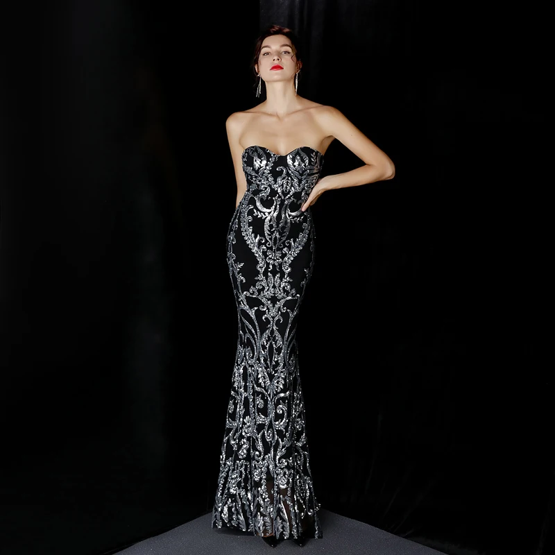 Sexy Women Fashion Strapless Sequined vestido de festa Summer Elegant Ladies Cocktail Prom Evening Party Mermaid Long dress
Sexy Women Fashion Strapless Sequined vestido de festa Summer Elegant Ladies Cocktail Prom Evening Party Mermaid Long dress