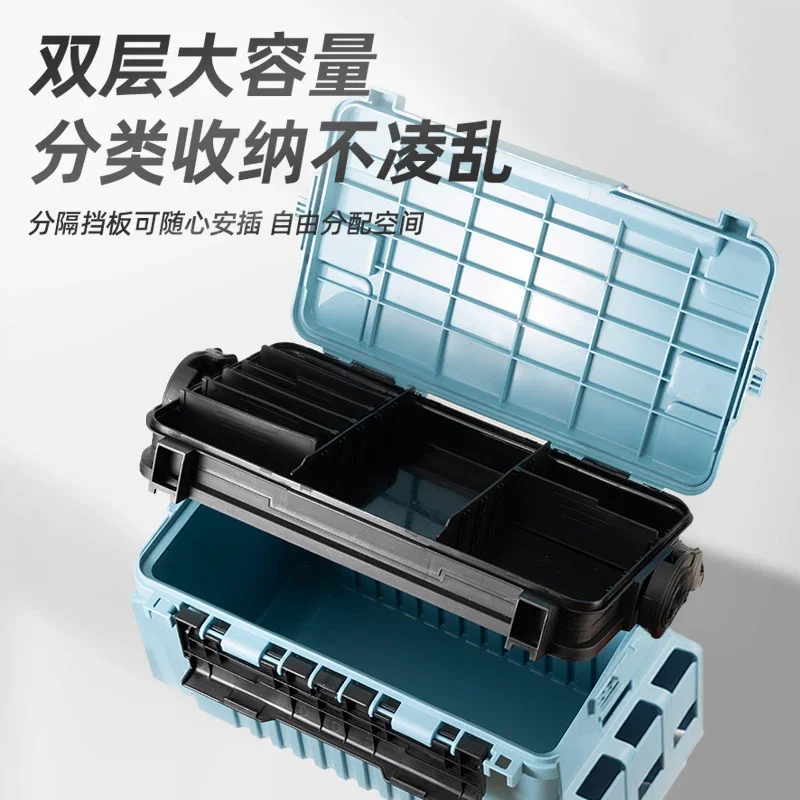 Multifunctional Fishing Tackle Box with Rod Holder Double Layer Large Capacity Lure Bait Storage Organizer Sea Angling Gear
Multifunctional Fishing Tackle Box with Rod Holder Double Layer Large Capacity Lure Bait Storage Organizer Sea Angling Gear