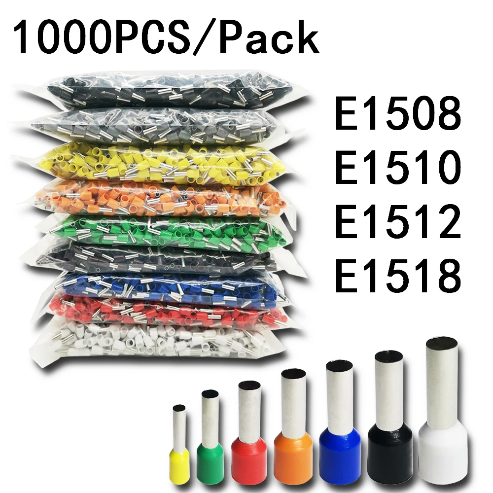 1000pcs/Pack E1508 E1510 E1512 E1518 Insulated Ferrules Terminal Block Cord End Wire Connector Electrical Crimp Terminator
1000pcs/Pack E1508 E1510 E1512 E1518 Insulated Ferrules Terminal Block Cord End Wire Connector Electrical Crimp Terminator