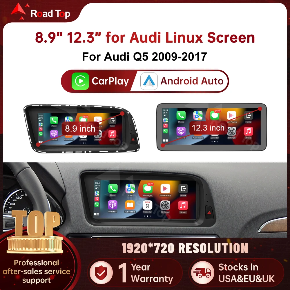 RoadTop 8.9" 12.3" Linux Wireless CarPlay Multimedia Android Auto Ultra-thin Screen For Audi Q5 2009-2017 Airplay Autolink
RoadTop 8.9" 12.3" Linux Wireless CarPlay Multimedia Android Auto Ultra-thin Screen For Audi Q5 2009-2017 Airplay Autolink