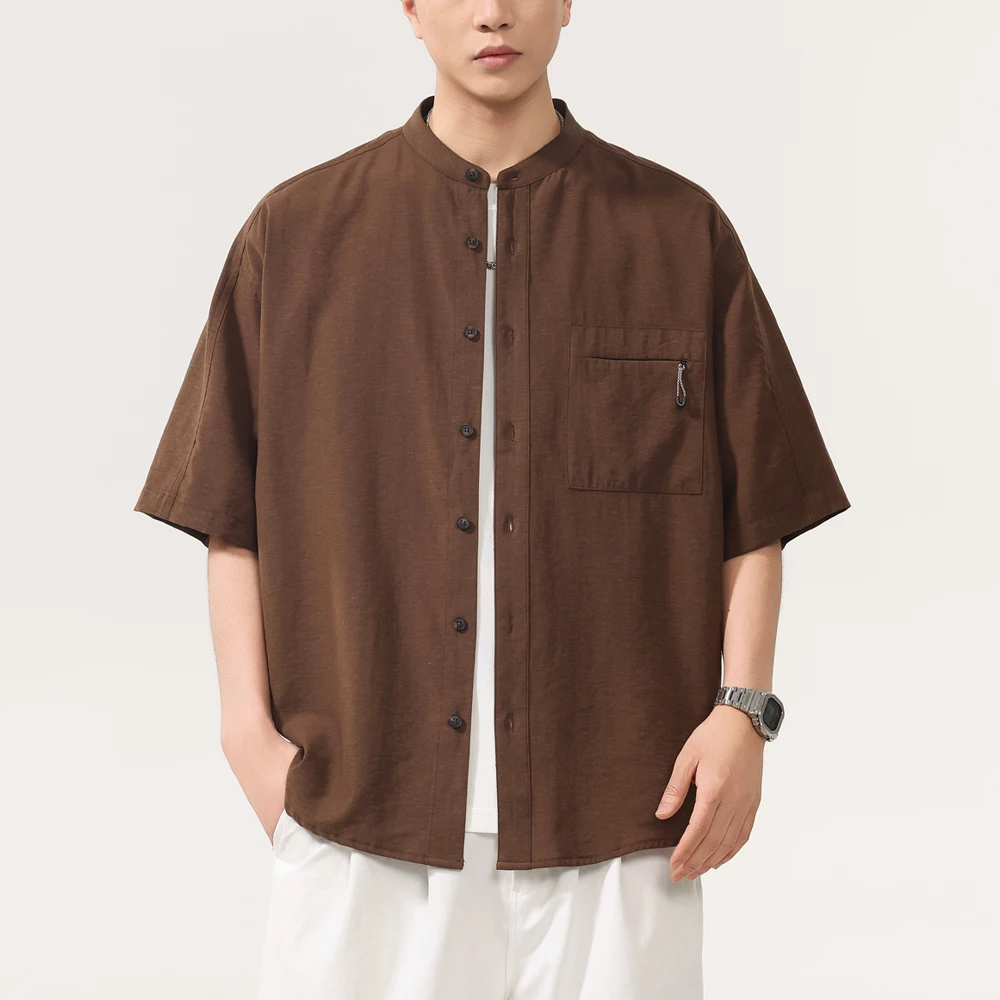Men Summer Fashion Vintage Stand Collar Loose Casual Short Sleeve Shirt Male Korean Streetwear Cargo Shirts Blouses Tops
Men Summer Fashion Vintage Stand Collar Loose Casual Short Sleeve Shirt Male Korean Streetwear Cargo Shirts Blouses Tops
