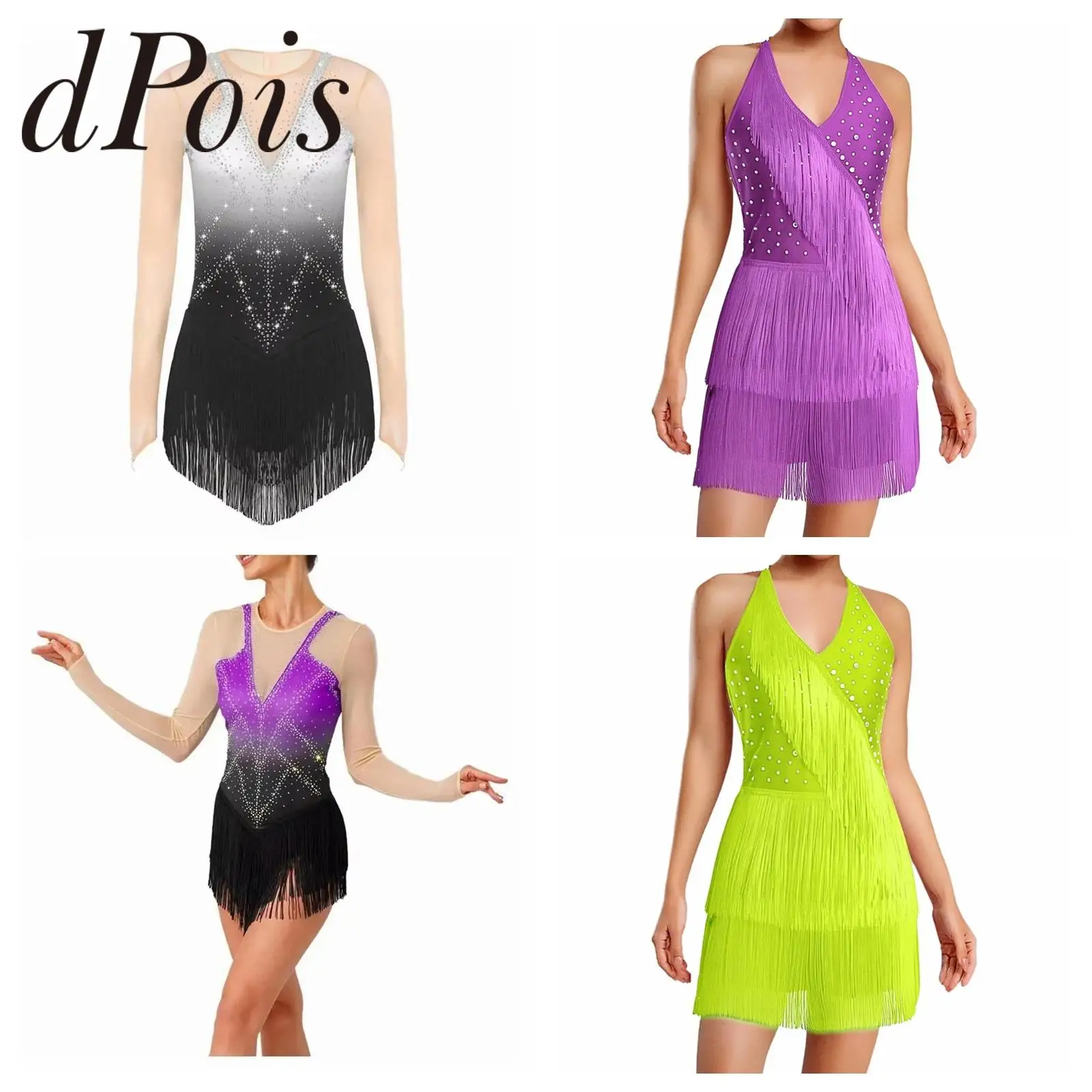 Women Fringe Tassel Leotard American Ballroom Latin Dress Line Dance Rumba Cha Cha Samba Tango Costume Competition Practice Wear
Women Fringe Tassel Leotard American Ballroom Latin Dress Line Dance Rumba Cha Cha Samba Tango Costume Competition Practice Wear