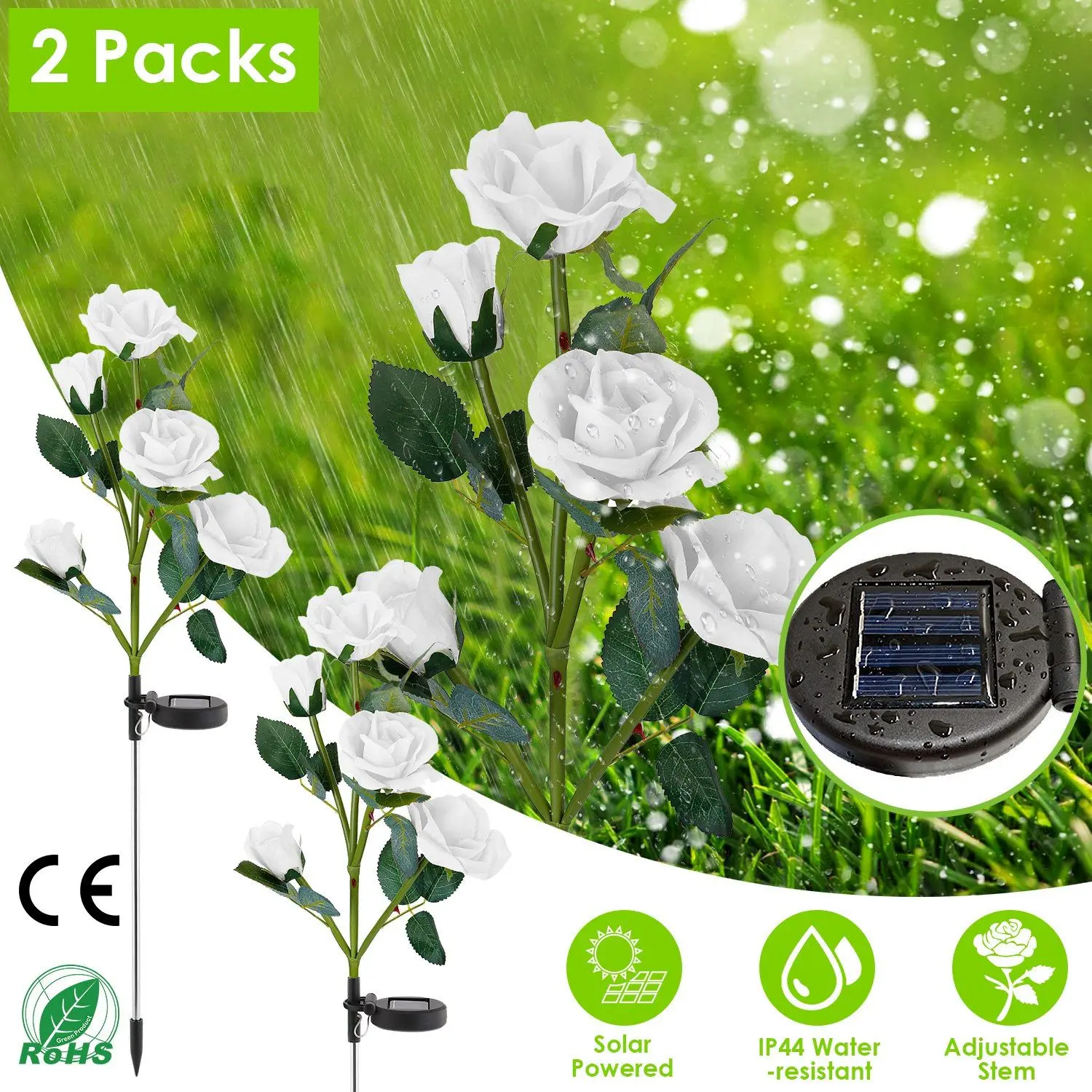For For 2Pcs Solar Powered Lights Outdoor Rose Flower LED Decorative Lamp Water Resistant Pathway Stake Lights 
For For 2Pcs Solar Powered Lights Outdoor Rose Flower LED Decorative Lamp Water Resistant Pathway Stake Lights