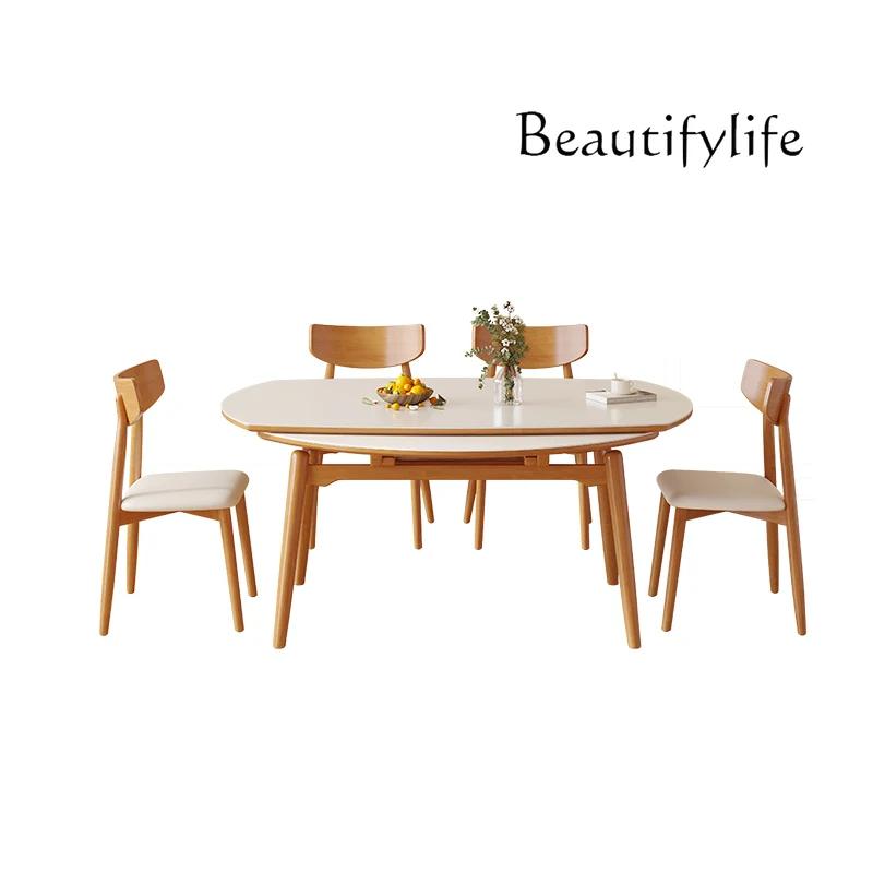 Nordic slate cream style white dining table household living room small apartment round dining table
Nordic slate cream style white dining table household living room small apartment round dining table
