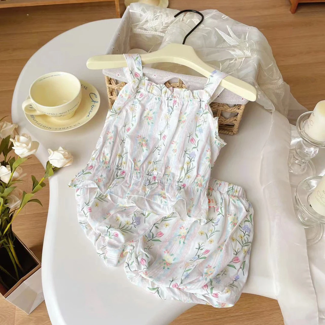 Kids Girls Pants Set Colorful Flower Print Spaghetti Strap Tops Shirt+High Waist Soft Shorts 2pcs Children Summer Casual Clothes
Kids Girls Pants Set Colorful Flower Print Spaghetti Strap Tops Shirt+High Waist Soft Shorts 2pcs Children Summer Casual Clothes