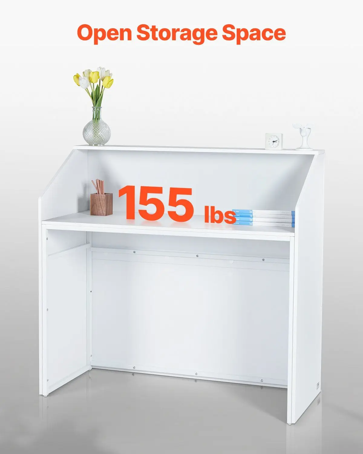 Reception Desk, 46 Inch Rectangular Front Counter Table, Office Reception Desk, Retail Counter and Front Reception Counter, for