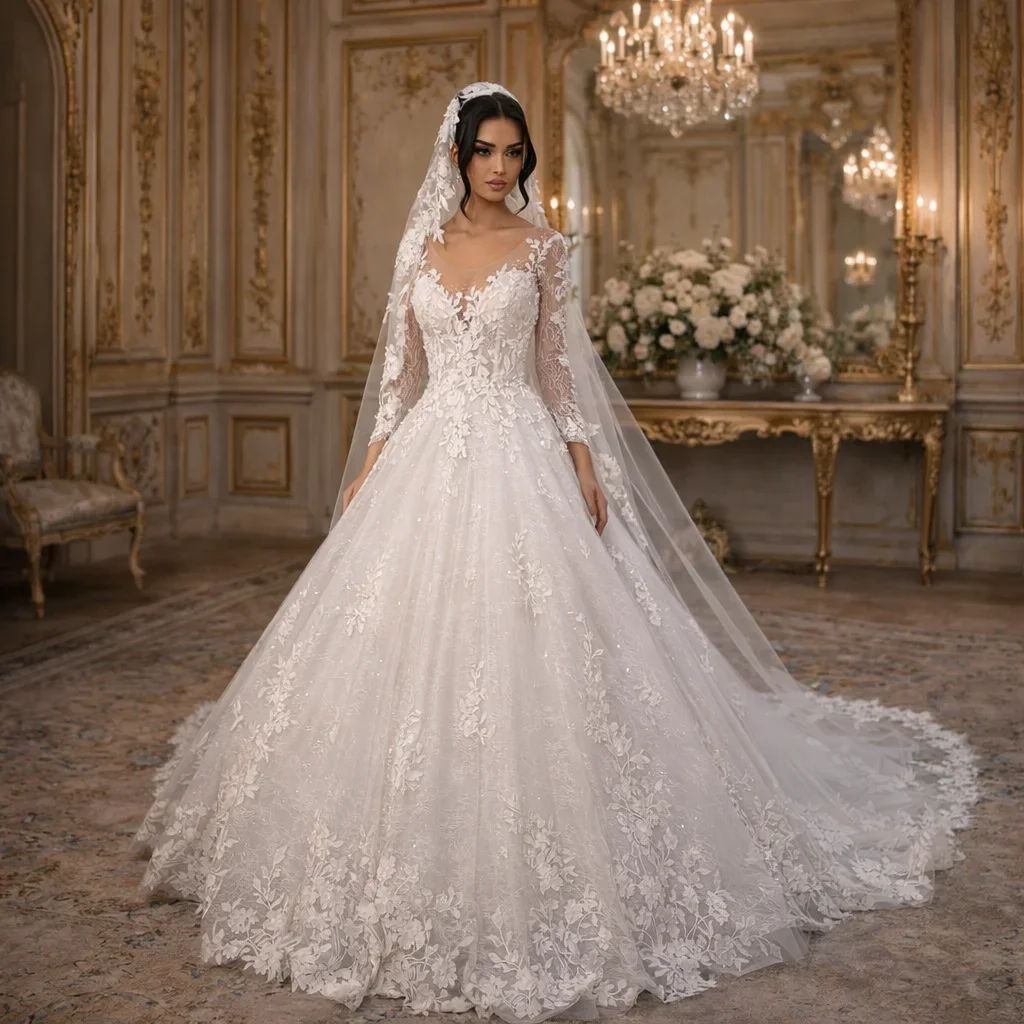 Elegant Lace Wedding Dress 2026 Scoop Full Sleeve Applique Flowers A Line Princess Birde Bridal Gowns Vestido De Novia
Elegant Lace Wedding Dress 2026 Scoop Full Sleeve Applique Flowers A Line Princess Birde Bridal Gowns Vestido De Novia