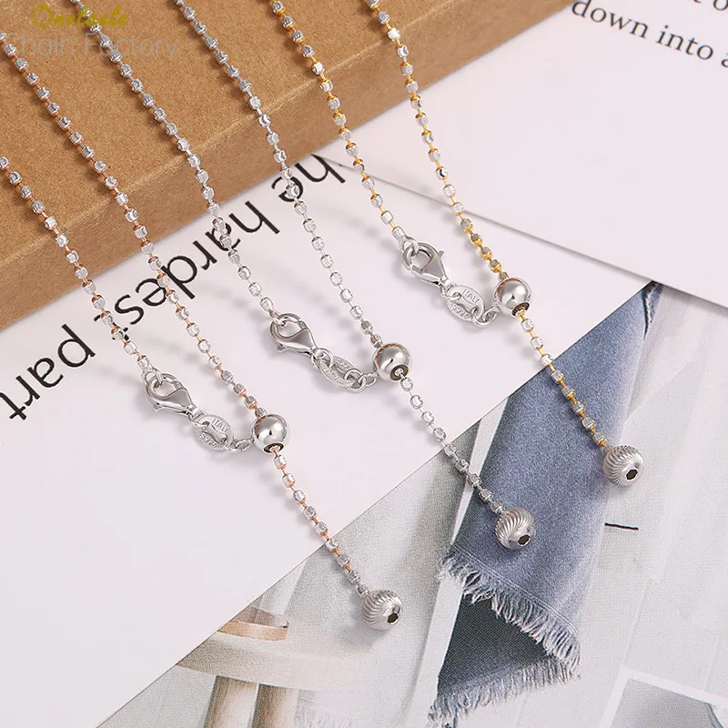 1.5mm 925 Sterling Silver Diamond Cut Beads Chain Necklace For Women Sparkling Two Tone Adjustable Chains 50CM 60CM In 3 Colors
1.5mm 925 Sterling Silver Diamond Cut Beads Chain Necklace For Women Sparkling Two Tone Adjustable Chains 50CM 60CM In 3 Colors