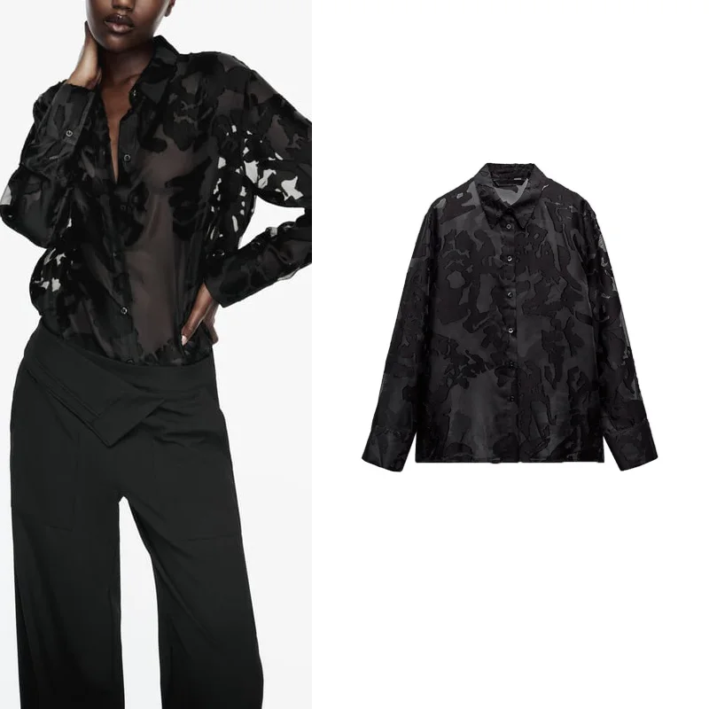 Spring New Sle Women's Loose Fit Collar irt Translucent Design Patchwork Fabric Long Sve Pure Color Commute Wear
Spring New Sle Women's Loose Fit Collar irt Translucent Design Patchwork Fabric Long Sve Pure Color Commute Wear