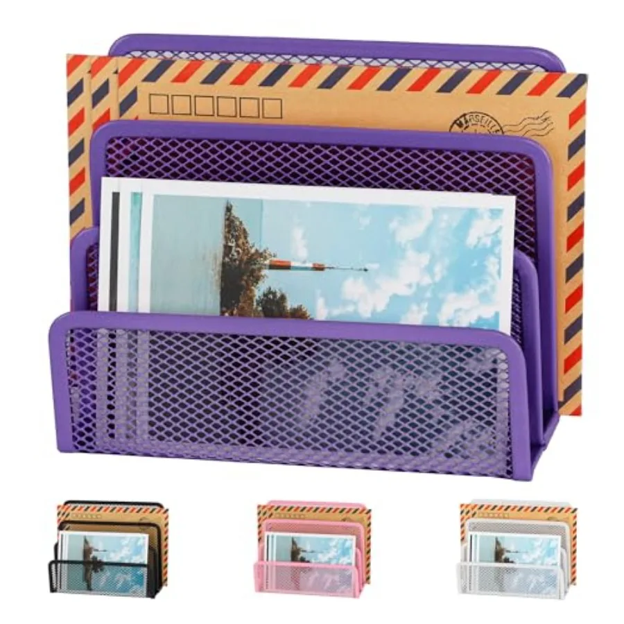 Desk Mail Organizer, Office Small Desktop Metal Mesh Envelope Letter Sorter Paper File Holder Organizer with 3 Vertical Upright
Desk Mail Organizer, Office Small Desktop Metal Mesh Envelope Letter Sorter Paper File Holder Organizer with 3 Vertical Upright