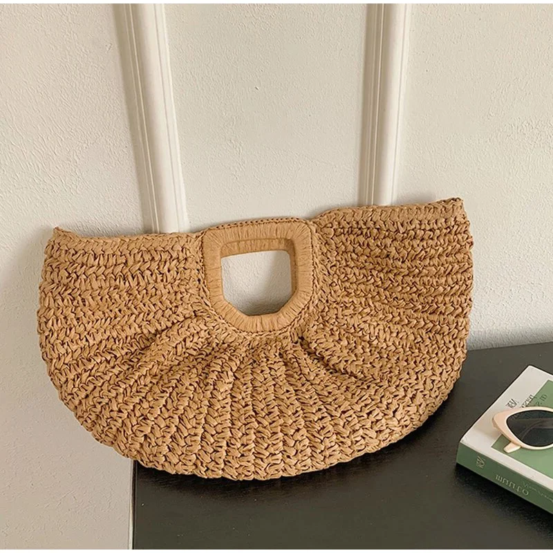 Raffia Woven Handbag Seaside Holiday Handmade Straw Beach Bag Casual Fashion Moon Bag New Elegant Clutch Storage Bag Women's Bag
Raffia Woven Handbag Seaside Holiday Handmade Straw Beach Bag Casual Fashion Moon Bag New Elegant Clutch Storage Bag Women's Bag