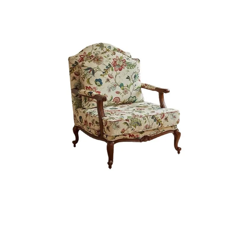 Single sofa French medieval solid wood leisure chair retro living room bedroom back recliner
Single sofa French medieval solid wood leisure chair retro living room bedroom back recliner