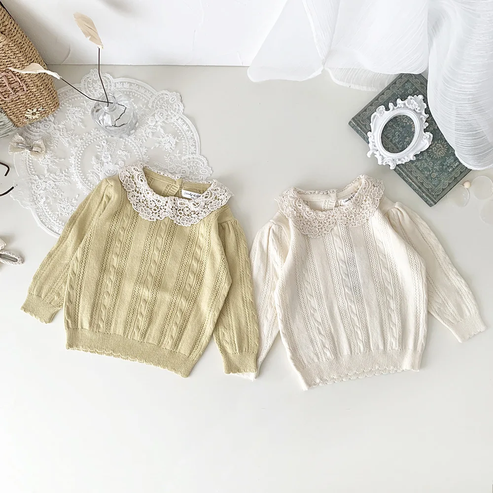Jenny&Dave Spring and Autumn Baby Girls' Pullover with Lace Neck Hollow out Knitted Shirt Women's Treasure Round Neck Cute Knitt
Jenny&Dave Spring and Autumn Baby Girls' Pullover with Lace Neck Hollow out Knitted Shirt Women's Treasure Round Neck Cute Knitt