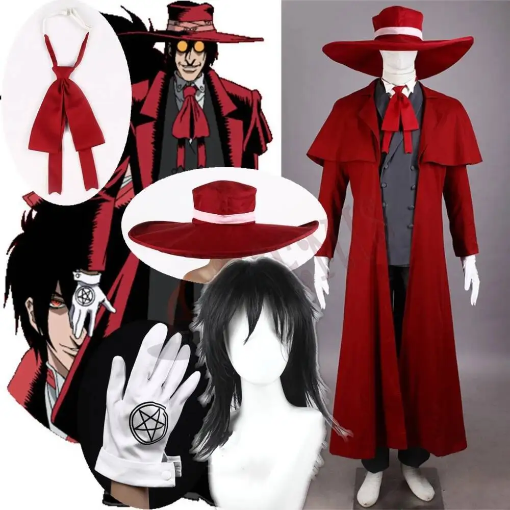 Новый костюм для косплея «Охотник на вампиров» Hellsing Alucard, пальто, шляпа, парик на выбор для игровой вечеринки, Хэллоуина, индивидуальный заказ
Новый костюм для косплея «Охотник на вампиров» Hellsing Alucard, пальто, шляпа, парик на выбор для игровой вечеринки, Хэллоуина, индивидуальный заказ