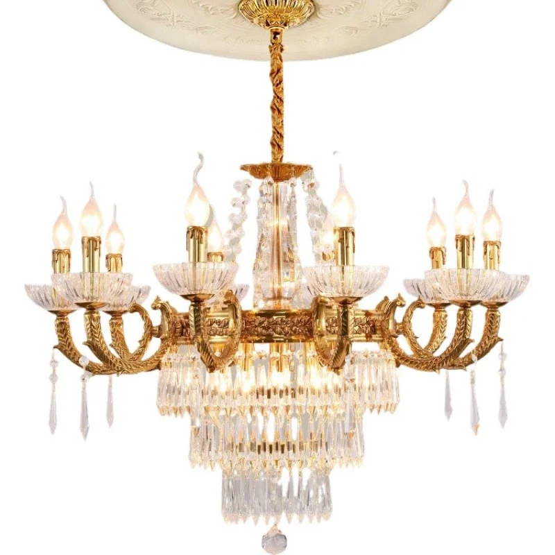 French light luxury all-copper living room crystal chandelier, European-style villa dining room duplex floor hall pure
French light luxury all-copper living room crystal chandelier, European-style villa dining room duplex floor hall pure