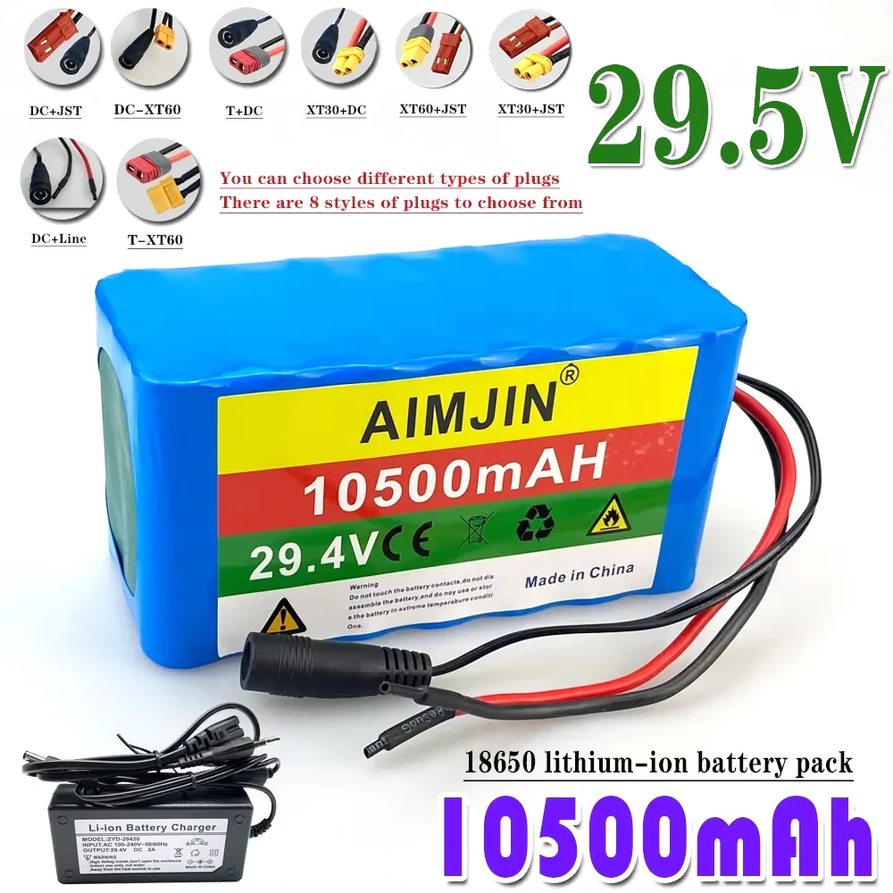 7S3P 29.4V 10500mAh Rechargeable Lithium Battery Pack with BMs Suitable for 24V-29.4V Motors And 2A Charger for Electronics
7S3P 29.4V 10500mAh Rechargeable Lithium Battery Pack with BMs Suitable for 24V-29.4V Motors And 2A Charger for Electronics