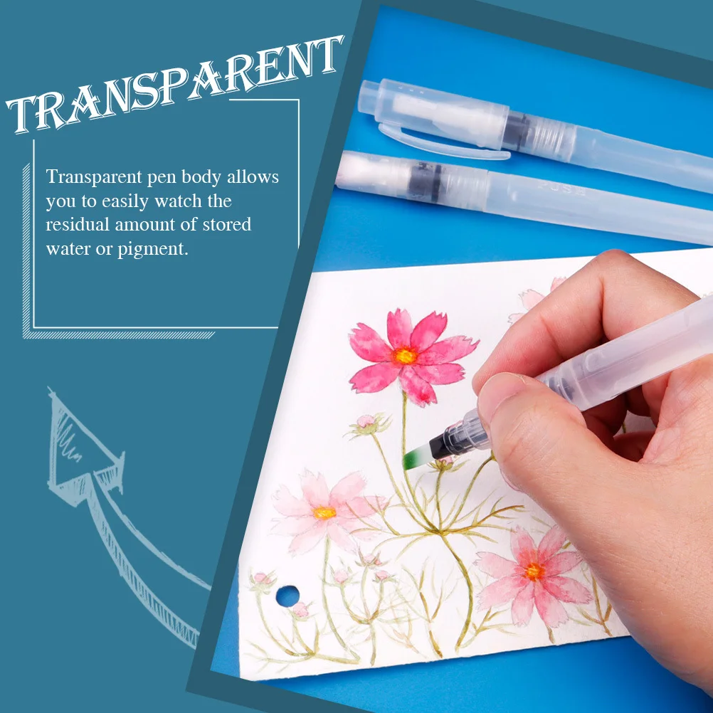 6Pcs Portable Watercolor Brush Pen with Transparent Barrel Creative Water Injection Paintbrush for Detailed Oil Water Painting
6Pcs Portable Watercolor Brush Pen with Transparent Barrel Creative Water Injection Paintbrush for Detailed Oil Water Painting