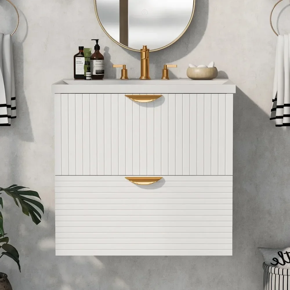 Modern 24" Wall Mounted Bathroom vanity with Sink Set,White Bathroom Combo Cabinet Undermount Sink with 2 Storage Drawers
Modern 24" Wall Mounted Bathroom vanity with Sink Set,White Bathroom Combo Cabinet Undermount Sink with 2 Storage Drawers