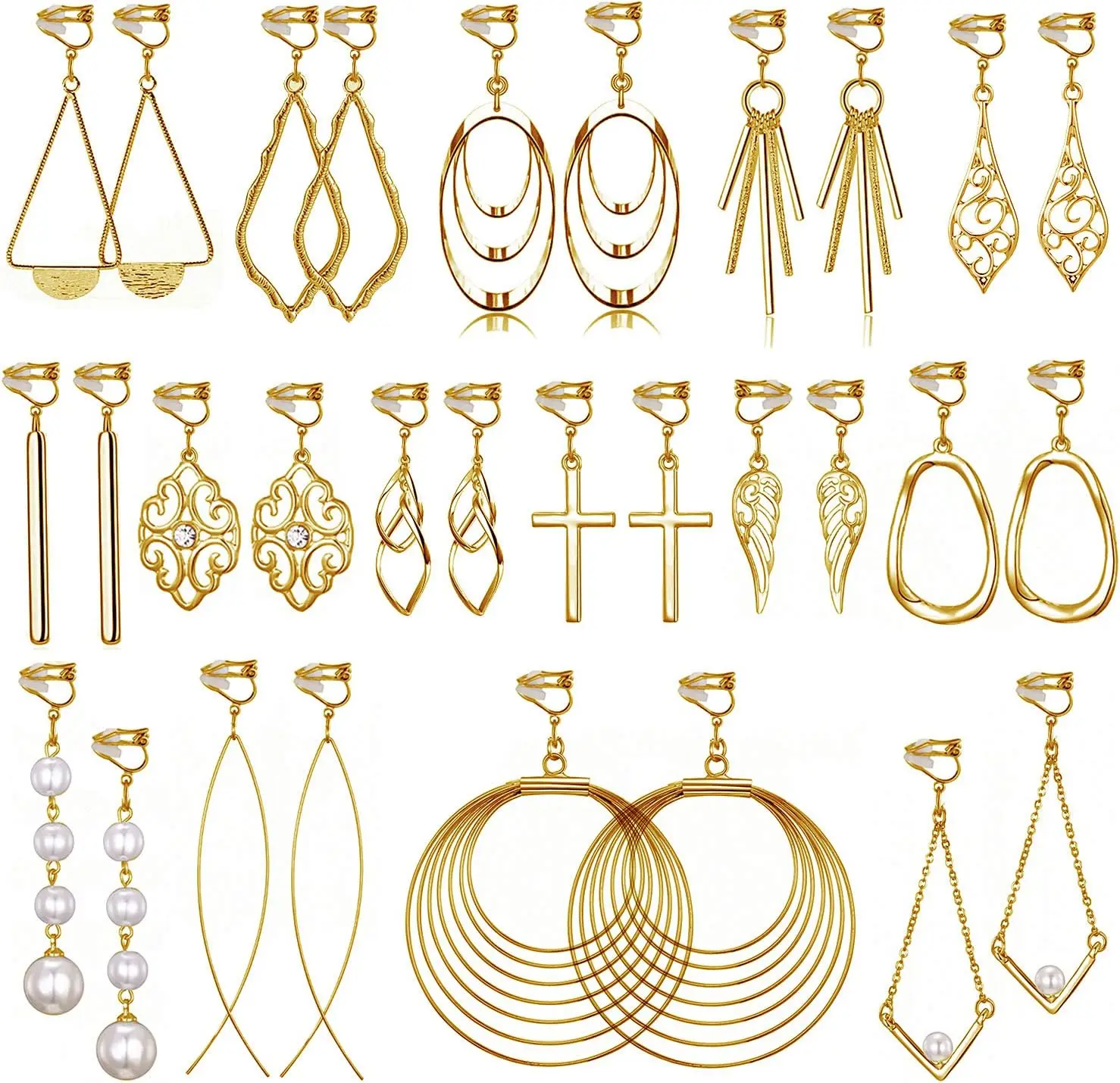 15 Pairs Gold Clip on Earrings for Women Fashion,Lightweight Fake Earrings Set
15 Pairs Gold Clip on Earrings for Women Fashion,Lightweight Fake Earrings Set