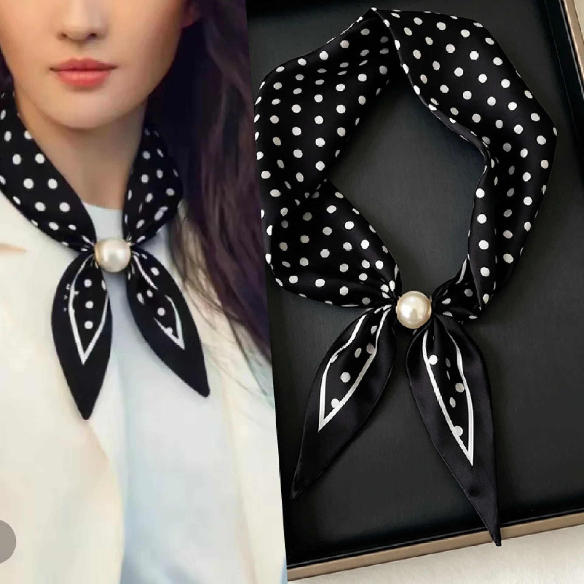 Grace Dot Prints Pearl Necklace Magnetic Clasp Scarf Women Versatile Breathable Fashion Artistic Accessory Neck Wrap Scarves
Grace Dot Prints Pearl Necklace Magnetic Clasp Scarf Women Versatile Breathable Fashion Artistic Accessory Neck Wrap Scarves