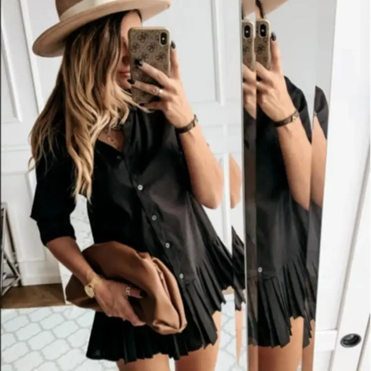 Women's Pleated Shirt Long Sleeve Girl's Style Skirt Lined Skirts for Women Non-Stretch Fabric Color Block Design
Women's Pleated Shirt Long Sleeve Girl's Style Skirt Lined Skirts for Women Non-Stretch Fabric Color Block Design