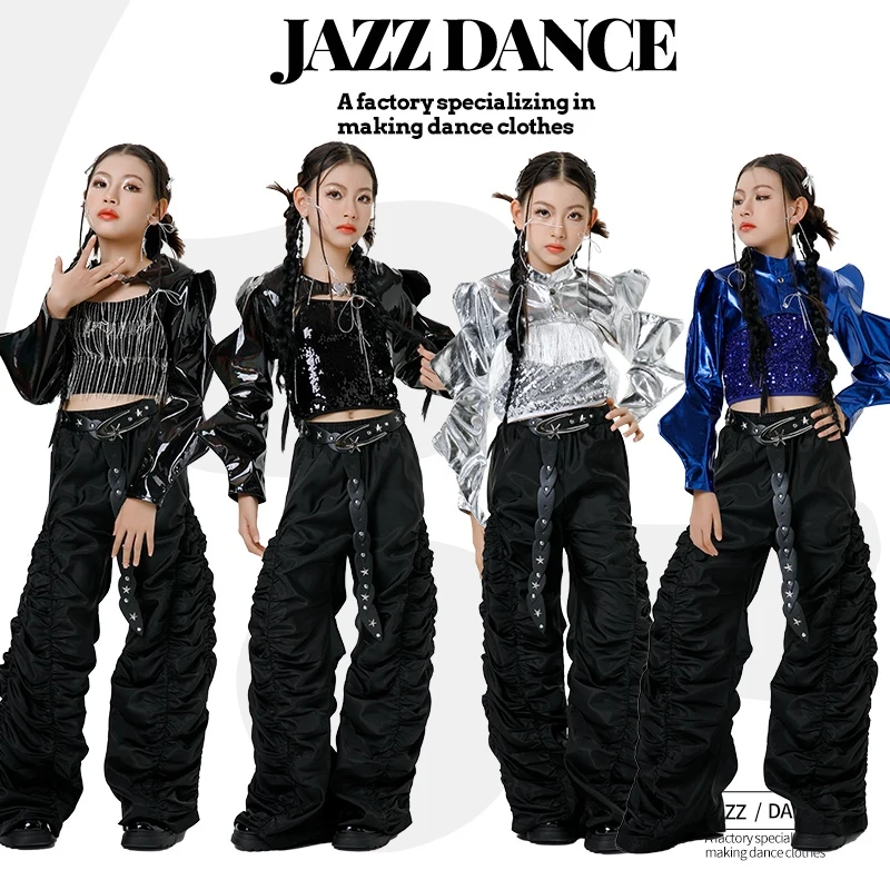 2025 Sparkling Jazz Dance Performance Costume For Girls Fashion Leather Crop Tops Loose Pants Outfits Hip Hop Clothes DQS18337
2025 Sparkling Jazz Dance Performance Costume For Girls Fashion Leather Crop Tops Loose Pants Outfits Hip Hop Clothes DQS18337