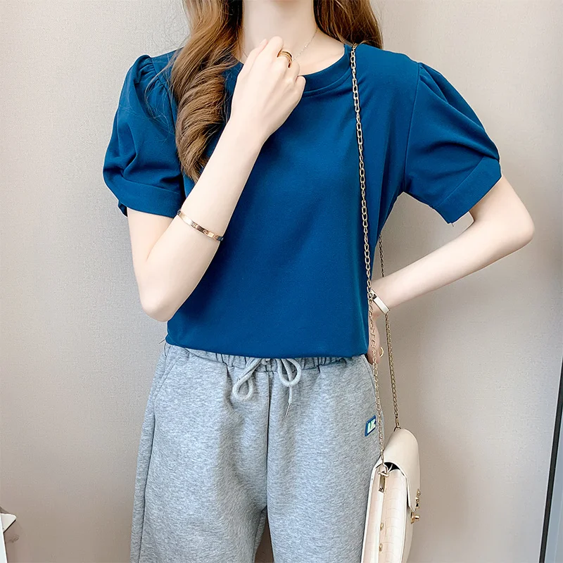 Pure Cotton Short-sleeved T-shirt for Women 2025 New Summer Loose Thin Puff Sleeves Fashionable and Versatile Casual Top
Pure Cotton Short-sleeved T-shirt for Women 2025 New Summer Loose Thin Puff Sleeves Fashionable and Versatile Casual Top