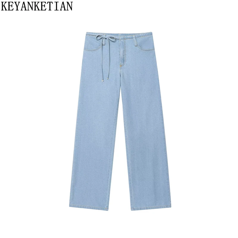 KEYANKETIAN Summer New Women's Clothing Retro Vintage Vintage Straight Leg Jeans Drawstring Tied Pants
KEYANKETIAN Summer New Women's Clothing Retro Vintage Vintage Straight Leg Jeans Drawstring Tied Pants