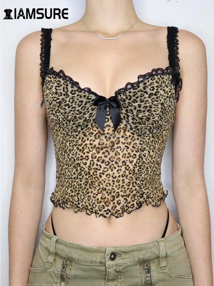 IAMSURE Holiday Sexy Leopard Printed Mesh Camis Top See Through Slim Lace Trim Slash Neck Sleeveless Tank Tops Women 2023 Summer
IAMSURE Holiday Sexy Leopard Printed Mesh Camis Top See Through Slim Lace Trim Slash Neck Sleeveless Tank Tops Women 2023 Summer