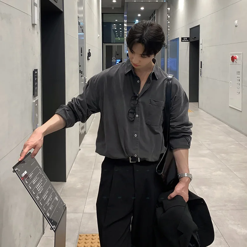 Korean Style Men's Grey Solid Color Loose Simple Basic Long Sleeve Turn-down Collar Shirts Male 2026 New Fashion Top Clothes
Korean Style Men's Grey Solid Color Loose Simple Basic Long Sleeve Turn-down Collar Shirts Male 2026 New Fashion Top Clothes