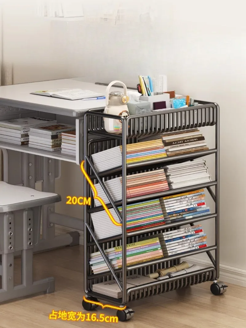 Movable bookshelf with wheels Small narrow shelf Dormitory classroom Desks Students put books Wrought iron storage rack
Movable bookshelf with wheels Small narrow shelf Dormitory classroom Desks Students put books Wrought iron storage rack