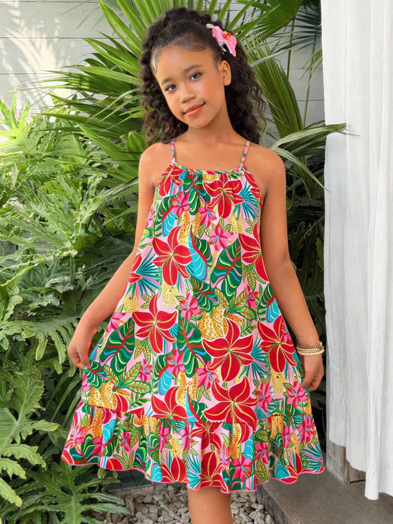 kids Soft Gradient Orange Floral Print Sleeveless Dress For Tween GirlsFeaturing Adjustable Spaghetti Straps, Loose A-Line Silhouette, Ruched Hem For A Sweet Look, Suitable For Summer Outings, Beach Vacations Or Everyday Wear
kids Soft Gradient Orange Floral Print Sleeveless Dress For Tween GirlsFeaturing Adjustable Spaghetti Straps, Loose A-Line Silhouette, Ruched Hem For A Sweet Look, Suitable For Summer Outings, Beach Vacations Or Everyday Wear