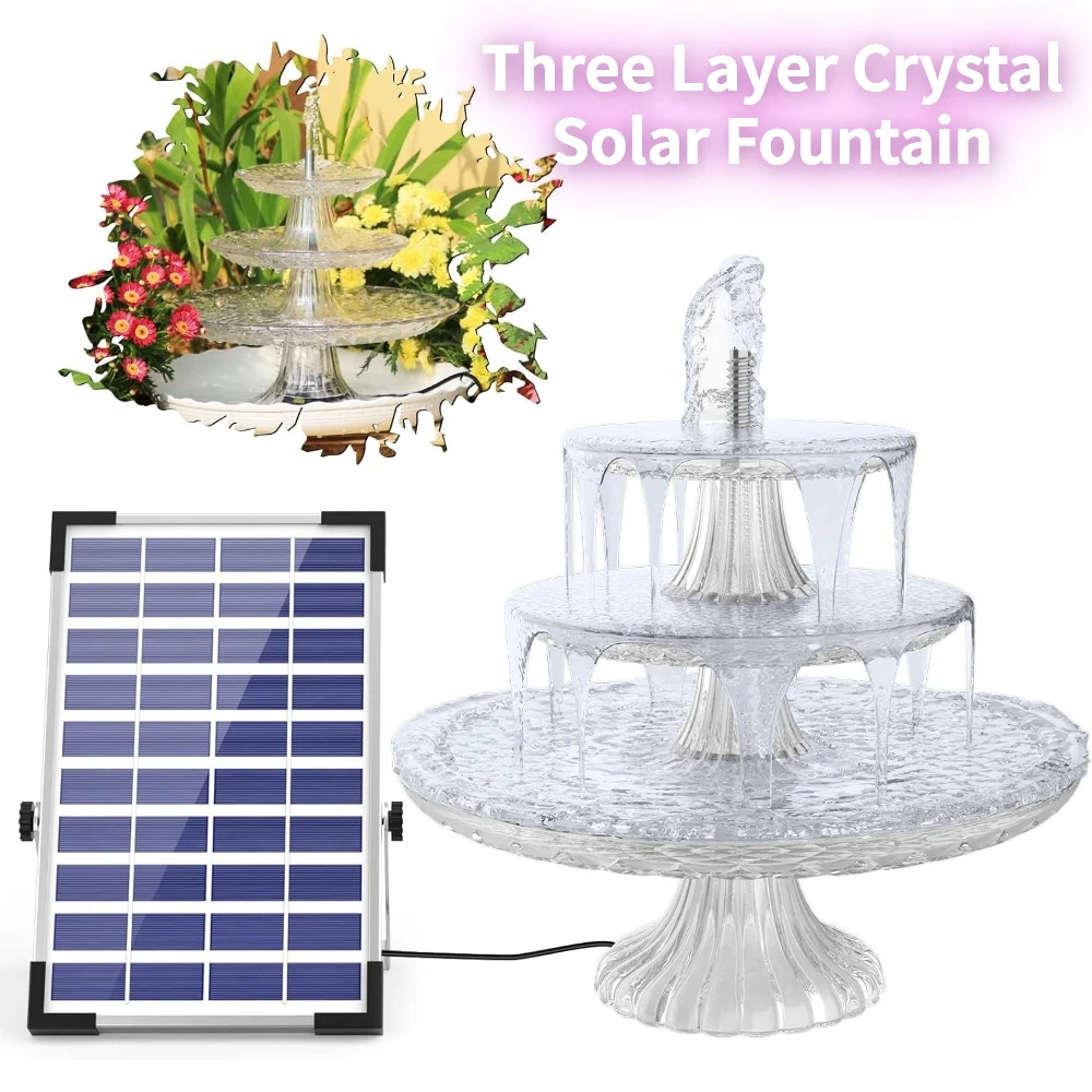 5.5W Crystal Three-layer Flowing Aluminum Alloy Frame Solar Fountain Detachable DIY Solar Pump Garden Bird Bath Water Feeder
5.5W Crystal Three-layer Flowing Aluminum Alloy Frame Solar Fountain Detachable DIY Solar Pump Garden Bird Bath Water Feeder